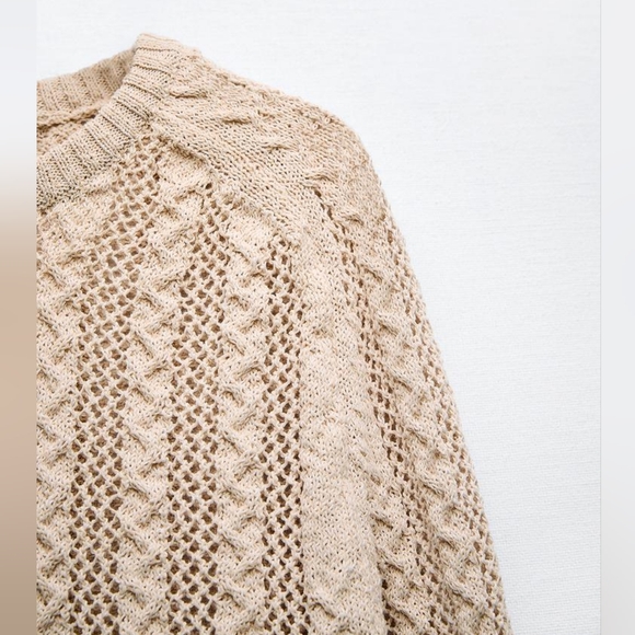 ZARA MIXED MESH KNIT SWEATER - Picture 6 of 6